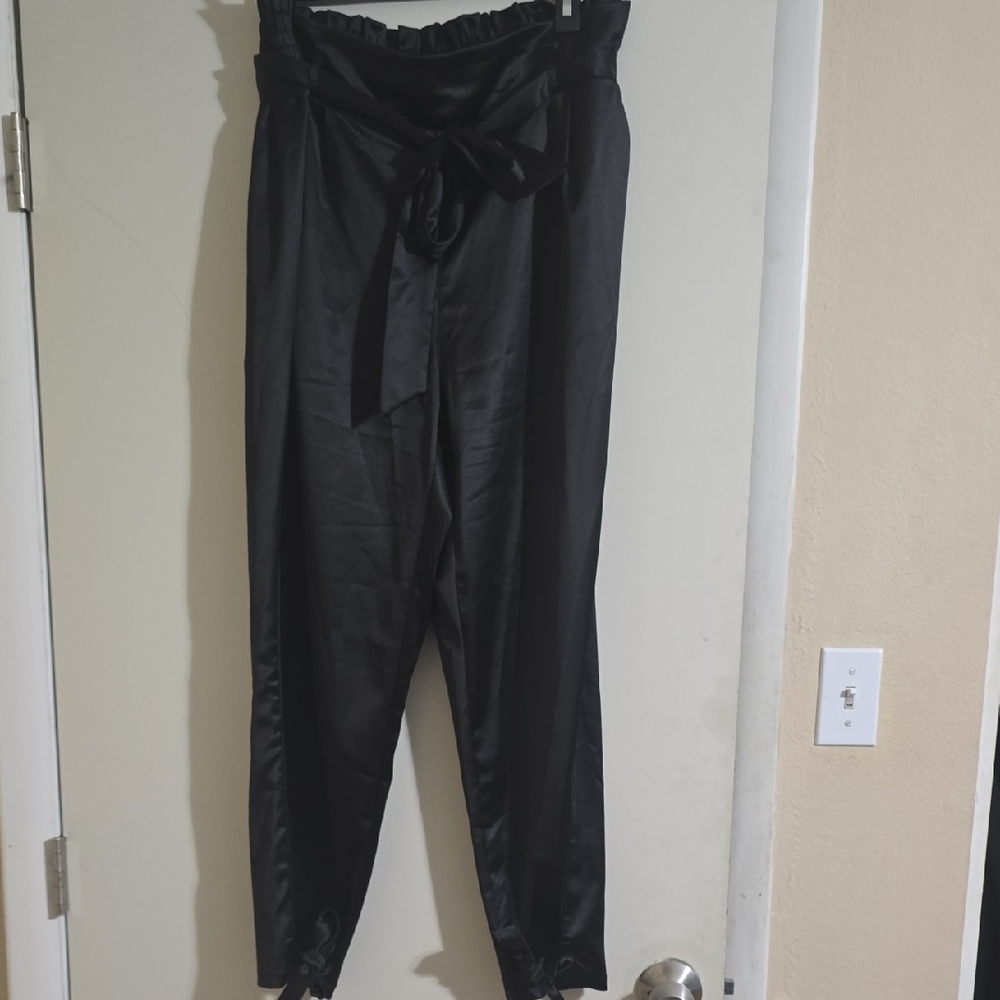 Grace Karin Black Satin Trousers